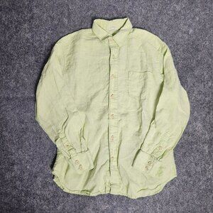 Tommy Bahama Relax‎ Linen Hawaiian Shirt Men L Green Button Down Beach Summer